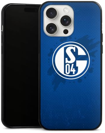 Slim Case extra dünn kompatibel mit Apple iPhone 15 Pro Max Silikon Handyhülle schwarz Hülle FC Schalke 04 Bundesliga Offizielles Lizenzprodukt