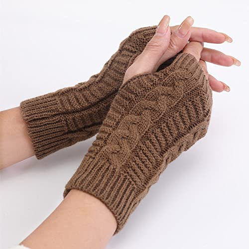 Kaschmir-Fingerlose Handschuhe, Khaki-Pulswärmer, warme Fingerlose Handschuhe, winterwarme Fingerlose Fäustlinge für Outdoor-Sportarten, Skifahren, Radfahren, Laufen, Geschenk