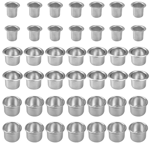 42 Stück Kerzenhalter für Stabkerzen,Kerzentüllen Stabkerzenhalter aus Metall, Silber Klein Kerzeneinsatz Tafelkerzen,Kerzenständer,Kerzenhalter für Wohn,Esszimmerdekoration (22.2mm,20.5mm,11.8mm)