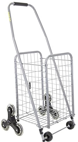dbest produkter Shopping livsmedel rullande hopfällbar tvättkorg på hjul vikbar verktygsvagn kompakt lätt hopfällbar, legerat stål