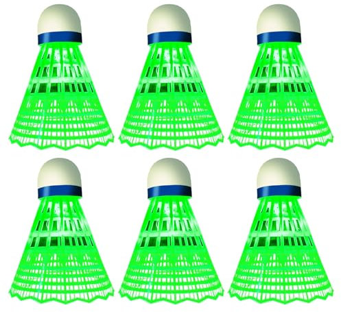 Luojuny Im Dunkeln leuchtender Badminton-Kippschalter mit LED, 3/6-teiliges Leuchtkugel-Set, Bunte leuchtende Federbälle für Indoor-/Outdoor-Sportarten Grün 6pcs