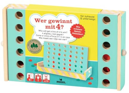moses. Vem vinner med 4? Spelklassiker för hem och resor, utomhus, familjespel med kardborreband att ta med, tidlöst strategispel för barn från 4 år
