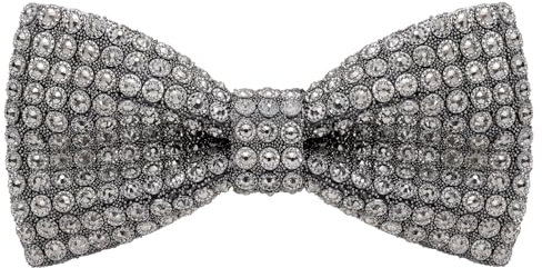 HOULIFE Strass-Fliegen für Herren Diamant-Fliege vorgebunden Pailletten-Fliege verstellbare Kristallfliegen für Hochzeit Party Bankett, Grau