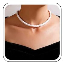 Xmsrn Vintage Heishi Surfer Choker Halskette Vinyl Münze Scheibe Choker Halskette Boho Heishi Perlen Halskette Weiß Heishi Vinyl Choker Halskette Schmuck Für Frauen Und Mädchen (weiß)