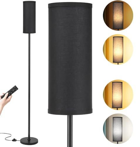 Aooshine Floor Lamp for Living Room, 64 Black Corner Floor Lamp | Dimmable 3 Color Temperatures, Standing Lamp with Remote Control, Bulb Included