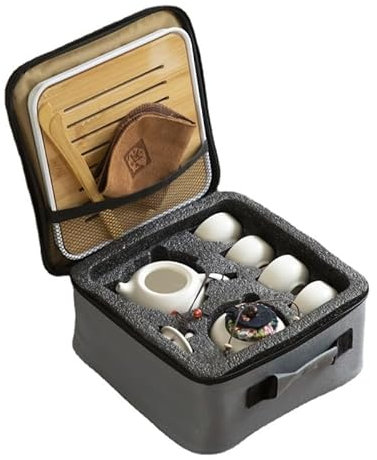 NobeOnbe Juego de té de 12 Piezas, Juego de té Completo de Viaje con Bolsa de Almacenamiento, Juego de té de cerámica portátil para Acampar al Aire Libre