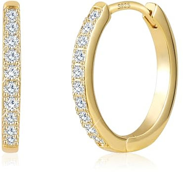 ALEXCRAFT Zirkonia Creolen Gold Ohrringe Glitzer 14K Goldene Ohrringe Damen für Frauen Freundin Mama