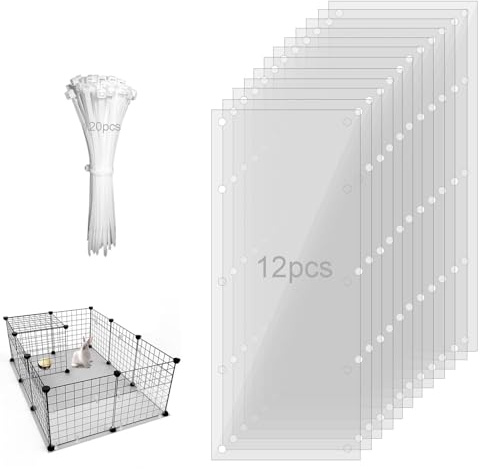 PEFAVPRO 12 Stück Haustierkäfig Einlagen, Käfig-Urin-Schutz, 35x12 cm Haustierkäfig-Einlage mit 120 Stück Kabelbindern für Kaninchen, Meerschweinchen