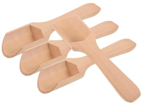 FRCOLOR Set 4 Cucchiai Piccoli Leggeri e Facili da Trasportare in Legno per Sale e Spezie per Uso Interno ed Esterno in Cucina