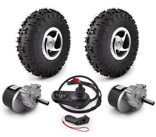 HLGKBY Kit de Roue de Moteur à Double entraînement, Pneu de 10 Pouces, 24 V 500 W pour Outil agricole électrique, Ferme de Jardin, Chariot à Main, Chariot de Tondeuse à Gazon électrique avec