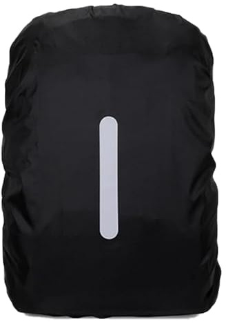 PACIOCEAN Reflective Backpack Rain Cover, Waterproof Anti Theft Rucksack Protector with 360° Reflective Strips for Hiking, Cycling, Travel, Fits 30-40L Backpacks, Lightweight and Compact (Black)