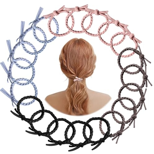 KEYRI 20 Stück Geflochtener Haargummi Hoch Elastischer Haargummi Dauerhaft Haargummis Mädchen Keine Haarschäden Scrunchies für Mädchen und Frauen (Vier Farben)