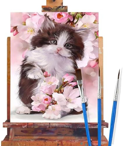 Malen Nach Zahlen Erwachsene Blume,Katze Malen Nach Zahlen DIY set Handgemalt Ölgemälde,Mit Pinseln und Acrylfarbe,Bastelset Erwachsene Frauen für Geschenke und Home Wand Dekoration (90x120cm) D23