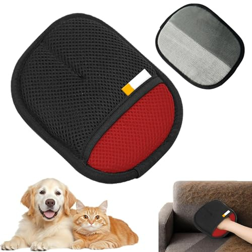 Opdestn Fellmagnet Handschuh, Pet Hair Remover Glove, 18x12cm Handschuhe zur statischen Entfernung von Tierhaaren, Wiederverwendbare Antistatische Handschuhe Doppelseitige für Katzen und Hunde