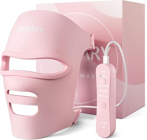 ORISARY LED-Maske 2000-mAh-Akku, Drahtlos 368 Chips Rotlichtlampe Gesicht für die Hautpflege, LED Gesichtsmaske mit 3 Modi & Timing, Red Light Mask für den Heimgebrauch