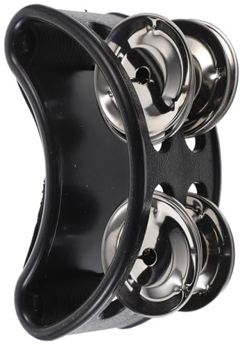 UPKOCH Fußtamburin Fußperkussionsinstrument mit Elastischem Nylonband und 2 Sätzen Nickelbeschichteten Metallglöckchen Schwarzes Schlaginstrument für Jam Sessions und Akustische Satz