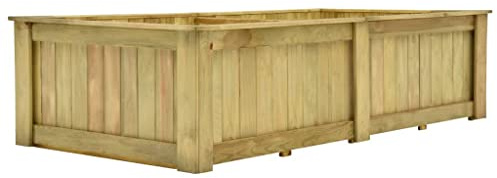 HaoChrymec Bancal Elevado con Madera de Pino Impregnada, Resistente a la Intemperie, Ideal para Jardín, Balcón, Huerto Urbano, Color Marrón, 196x100x50 cm