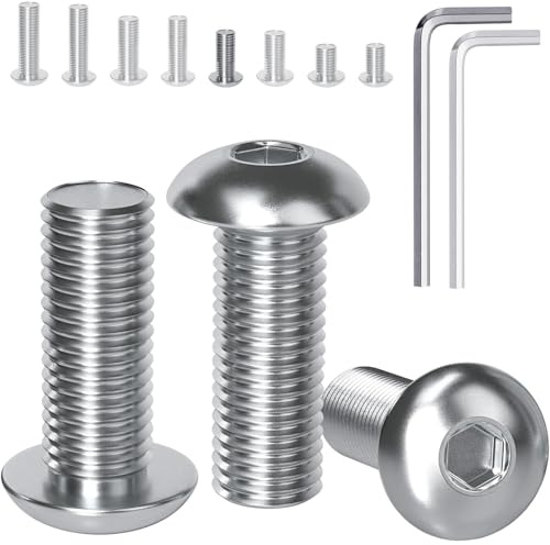 YOOPIN 60 tornillos de cabeza alomada M6 x 12 mm, tornillos de cabeza plana M6 de acero inoxidable, tornillos de cabeza redonda de acero inoxidable 304 con llaves hexagonales interiores para