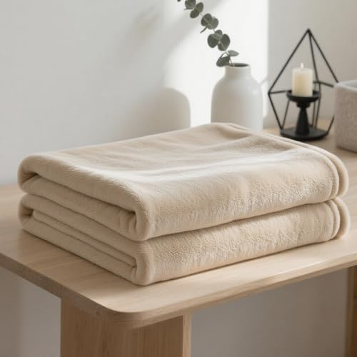 YXRS Coperta Leggera Matrimoniale 110 x 160 cm Grande Calda Morbida Copriletto Multiuso per Divano Ottima per Inverno per Divano, Letto, Viaggi, Bianco