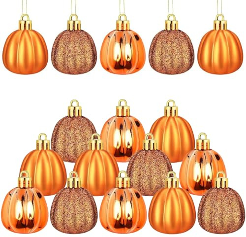 YCWSSB 12 Stück Herbstdeko Kürbis-Ornamente - Hängende Kürbis Deko für Fenster & Outdoor, Herbstdeko zum Aufhängen, Halloween - Dekorationen & Dekokürbis für Zuhause