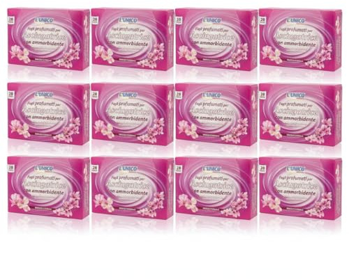 Fogli Profumati per Asciugatrice, 12 Confezioni da 20 Fogli, Ammorbidente con varie Fragranze, Monouso per Bucato Morbido e Profumato (Brezza Floreale (x12))
