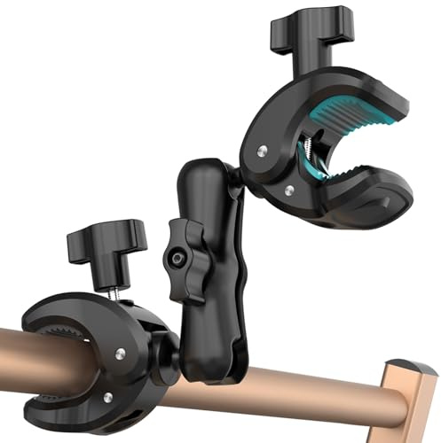 MAGJIEYX Support à Double Pince, Duble Super Clamp Mount avec Magic Arm 360° Rotatif pour Parapluie Caméra Moto Vélo Guidon Poussette Anti-dérapant Stable et Portable Clamp Set