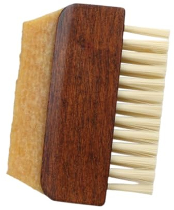 QUXVUIS Spazzola per scarpe con manico in legno e setole morbide con gomma adatta per pulire macchie ostinate su scarpe in nabuk e camoscio Spazzola per con