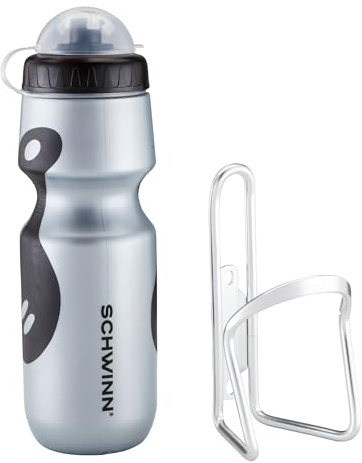 Schwinn Fahrrad-Flaschenhalter mit Wasserflasche, 23 oz. BPA-freie Squeeze-Sportflasche und haltbarer Alu-Käfig, einfach zu montierendes Fahrradzubehör