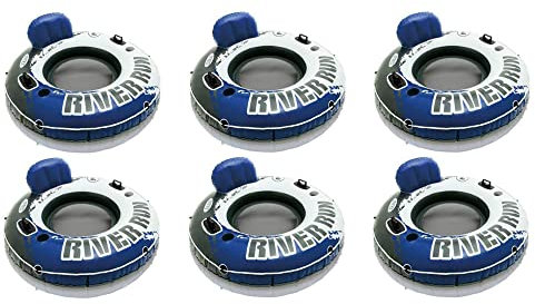 Intex River Run 1 53'' Inflatable Floating Water Tube Lake Raft with Heavy-Duty Handles, Backrest and Cupholders for Lake, River, n(6 Pack)
