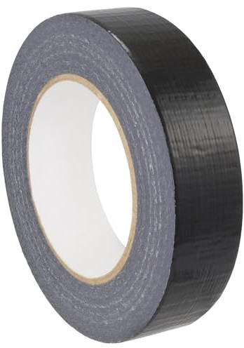 Tygtejp starkt självhäftande tyg tillverkat av PE | Hand rivs av vit, svart eller silver – 50 m – bredd valbar – 19 mm, 25 mm, 30 mm, 38 mm, 50 mm, 75 mm, 100 mm / 25 mm x 50 m Svart