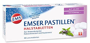 Emser Pastillen Halstabletten mit Salbei, zuckerfrei - Bei Halsschmerzen, Husten und starker Stimmbelastung - 30 Stück