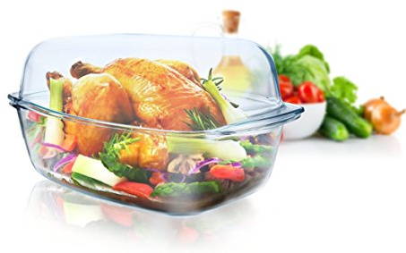 XXL Glasbräter 7,0 L mit Deckel aus hitzebeständigem Glas Bräter Auflaufform Glaskochgeschirr Ofenform