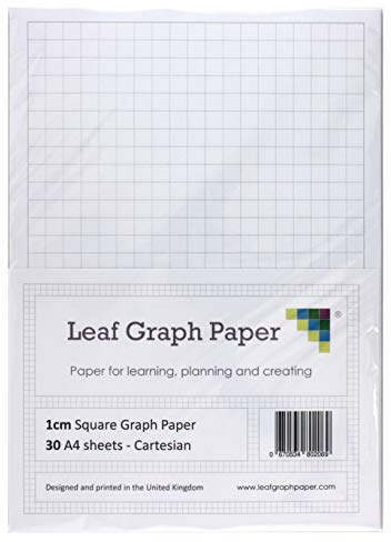 Leaf Graph A4 Graph Paper, 10mm (1cm) Squared Grid, 30-Leaf Pack, Lined for Mathematics and Science