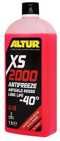 Altur Antifreeze XS2000-40°C Liquido anticongelante Rosso o Giallo per radiatori in Alluminio e ghisa, G12, TL774D, 1000 ml (Rosso)