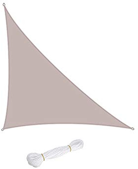 LZQpearl Triangle Sun Shade Sail, Outdoor Swimming Pools Garden Patio, Waterproof 98% Anti-UV Sunscreen Awning Canopy, Various Sizes, Easy Clean (Khaki,4 x 4 x 5.7)