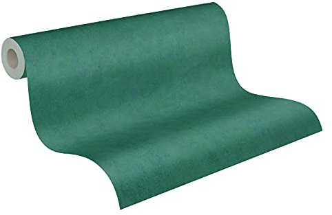 A.S. Création Papier Peints Uni Cuba intissé - 10,05m x 0,53m - Bleu Vert Fabriqué en Allemagne 380249 38024-9