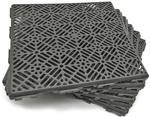 Pack 12 Losetas Antihumedad Antracita ≈1m² Camping Vestuarios Piscinas | Suelo autoventilado para mejorar higiene, ventilación y drenaje de zonas húmedas. Se pueden cortar. 30x30x1,5cm.