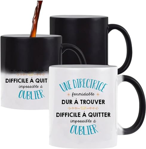 Planetee Mug magique thermoréactif Formidable Directrice | tasse change couleur chaleur idée cadeau travail collègue départ retraite anniversaire Noël femme