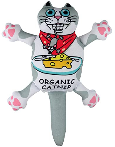 TTcat Organic Catnip Pillow for Indoor Cat and Kitten,Cat Crinkle Kicker Toy Chew Toy,White