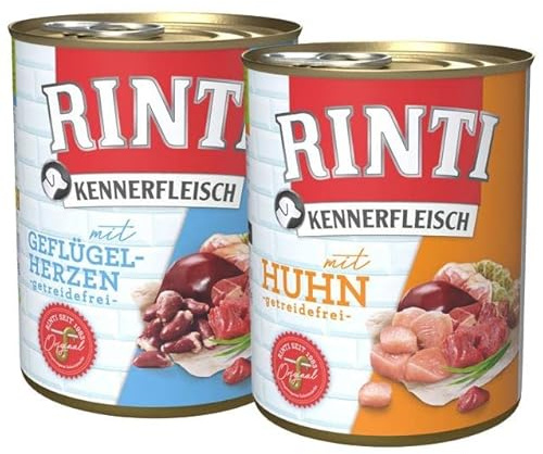 Rinti Kennerfleisch Multipack Geflügelherzen und Huhn 24 x 800g