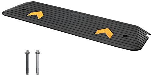 VEVOR Upgraded Rubber Threshold Ramp, 1.5 Rise Wheelchair Ramp Doorway, Natural Curb Ramp Rated 33069 lbs Load Capacity, Non-Slip Textured Surface Rubber Curb Ramp for Wheelchair and Scooter