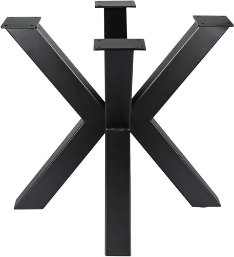 Homtone 2er-Set Schwerlast Metall Tischbeine, Industrielle Robuste DIY Spider Tischgestell für Runde & Quadratische Couchtisch und Esstische, Kreuzförmige (Schwarz, H40xW45cm)