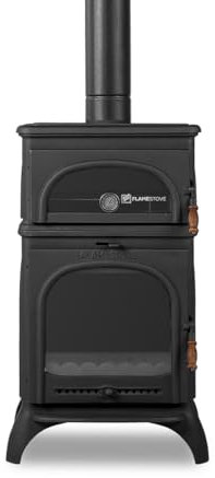 Woody Cast Stove Modena Oven with Ceramic Glasses - Multi Fuel Burning Stove - Ideal for Tiny House - Perfect as Pizza Oven - CE Certificated and Eco Design 2022-34,000 BTU, 234 lbs