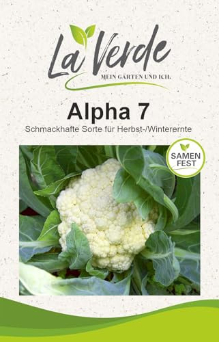 La Verde MEIN GARTEN UND ICH. Alpha 7 Blumenkohl Samen für ca. 60 Pflanzen, samenfeste Sorte, Herbst- und Winterernte, aromatisch, Saatgut ohne Gentechnik