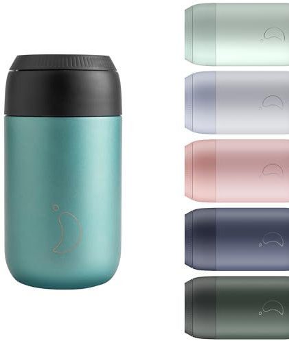 Chilly's Series 2 Coffee Cup - Tight Seal, No Sweating - BPA-Free Stainless Steel - Reusable - Double Walled, Vacuum Insulated - Atlantis, 340ml
