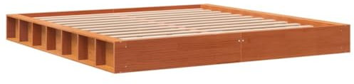 vidaXL Massivholzbett, Holzbett mit Sperrholzlatten, Doppelbett für Schlafzimmer, Bett Bettgestell, Modern, Wachsbraun 200x200cm Massivholz Kiefer