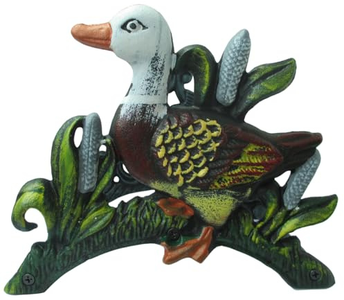 Enrollador Soporte de Manguera Modelo Pato Colorido de Hierro Fundido 24x20x13 cm