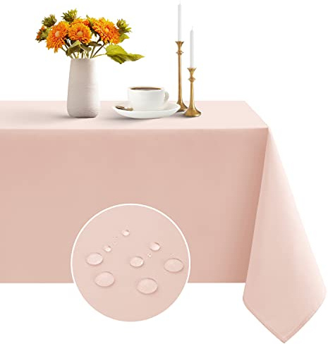 Romanstile Tischdecke abwaschbar rosa 140x180 wasserabweisend Tischtuch Tablecloth Tischwäsche Deko für Baby-Partys,Geburtstagsfeiern, Brautduschen,romantische Abende und Verabredung,Frühling,Sommer