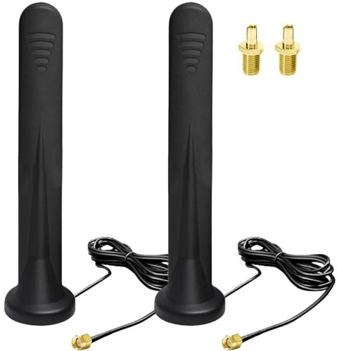 2 X 5G LTE Antenna 4G Amplificatore di segnale Omnidirezionale SMA TS9 Connettore 12DBI Omnidirezionale Base Magnetica Antenna con Cavo RG174 per Router 3G/4G/5G/GSM/GPRS