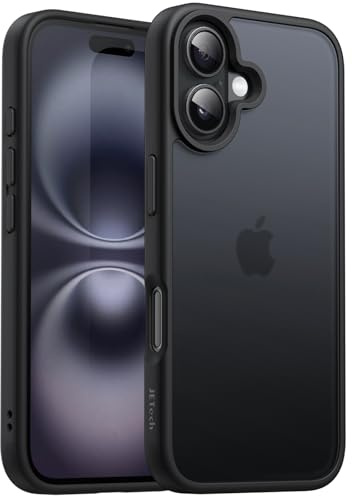 JETech Matte Hülle für iPhone 16 Plus, Schwarz | Robuster Schutz, Matte Rückseite, Anti-Fingerabdruck, Stoßfestes Design
